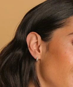 Astrid & Miyu New In Checkerboard Huggies In Silver 9 Astrid & Miyu New In Checkerboard Huggies In Silver