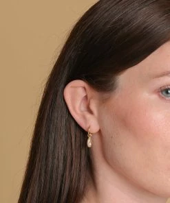 Astrid & Miyu New In Pink Pearl Hoops In Gold