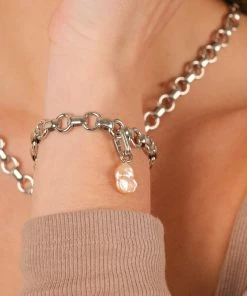 Astrid & Miyu Pearl Pendant Charm In Silver New In