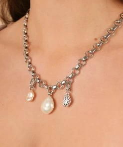 Astrid & Miyu Pearl Pendant Charm In Silver New In