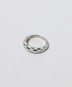 Astrid & Miyu Checkerboard Dome Ring In Silver New In 7 Astrid & Miyu Checkerboard Dome Ring In Silver New In