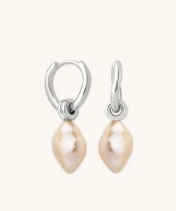 Astrid & Miyu New In Pink Pearl Hoops In Silver