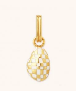 Astrid & Miyu Checkerboard Pendant Charm In Gold New In