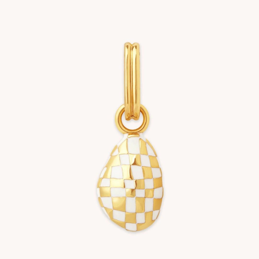 Astrid & Miyu Checkerboard Pendant Charm In Gold New In 3 Astrid & Miyu Checkerboard Pendant Charm In Gold New In