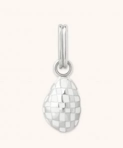 Astrid & Miyu New In Checkerboard Pendant Charm In Silver