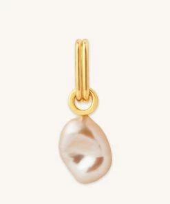 Astrid & Miyu Pearl Pendant Charm In Gold New In