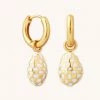 Astrid & Miyu Checkerboard Pendant Hoops In Gold 1 Astrid & Miyu Checkerboard Pendant Hoops In Gold