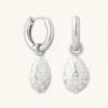 Astrid & Miyu Checkerboard Pendant Hoops In Silver New In