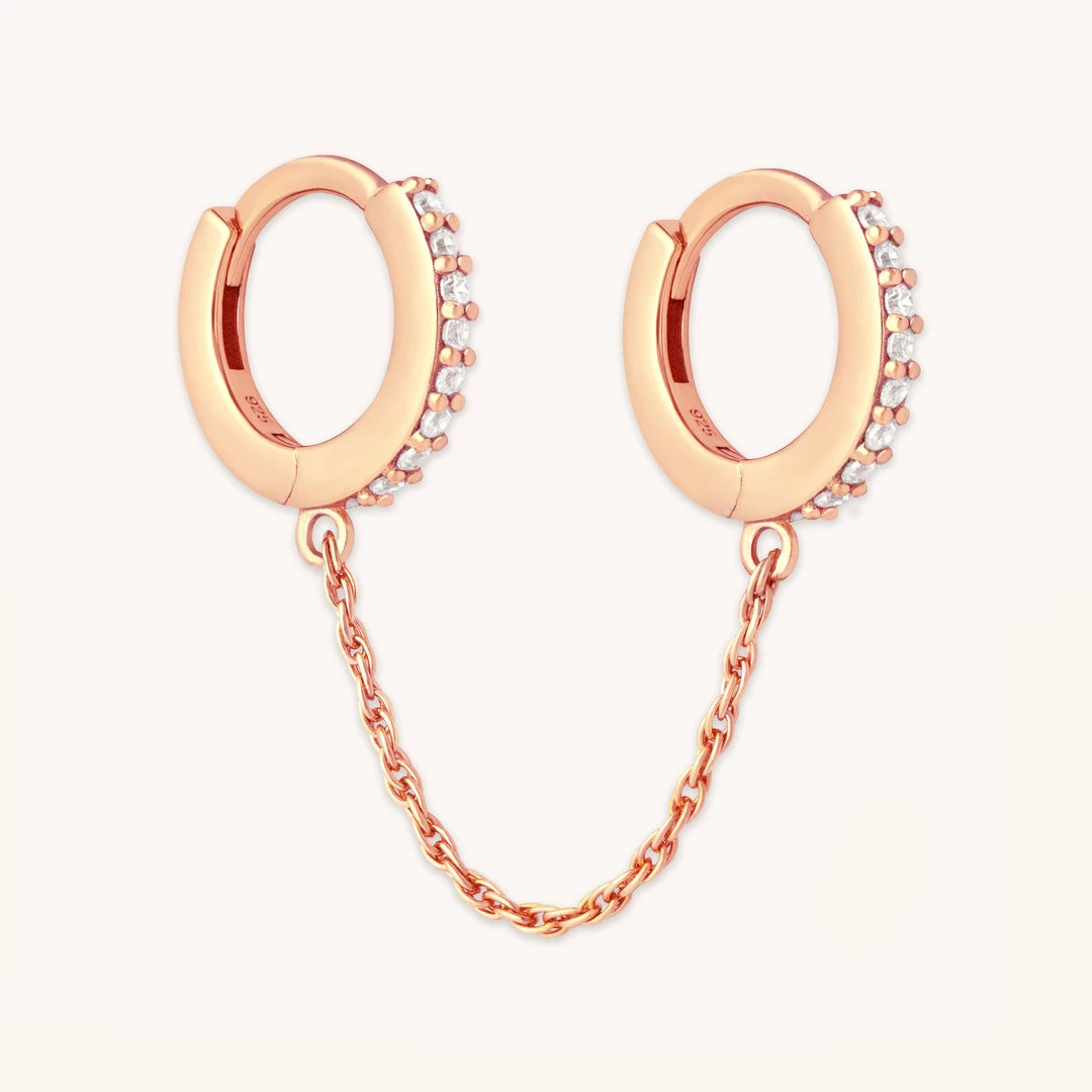 Astrid & Miyu Chain Link Huggies In Rose Gold New In 3 Astrid & Miyu Chain Link Huggies In Rose Gold New In