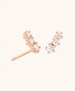 Astrid & Miyu New In Glimmer Crystal Climber Stud Earrings In Rose Gold