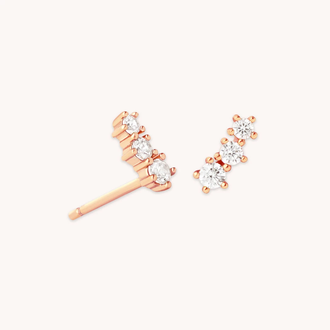 Astrid & Miyu New In Glimmer Crystal Climber Stud Earrings In Rose Gold 3 Astrid & Miyu New In Glimmer Crystal Climber Stud Earrings In Rose Gold