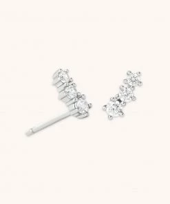 Astrid & Miyu Glimmer Crystal Climber Stud Earrings In Silver