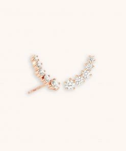 Astrid & Miyu New In Illume Crystal Climber Stud Earrings In Rose Gold