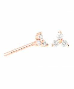 Astridandmiyu Triple Crystal Stud Earrings In Rose Gold