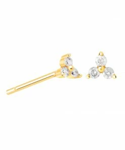 Astridandmiyu Best Sellers Triple Crystal Stud Earrings In Gold