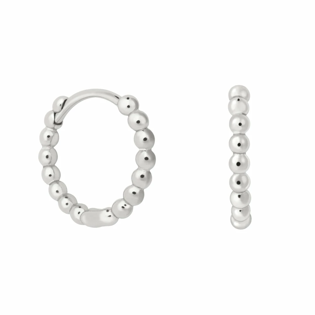 Astrid & Miyu Beaded Base Hoops In Silver Earrings 3 Astrid & Miyu Beaded Base Hoops In Silver Earrings