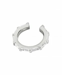 Astridandmiyu Baguette Crystal Ear Cuff In Silver Sale