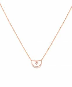 Astrid & Miyu Moon & Star Pendant Necklace In Rose Gold Sale