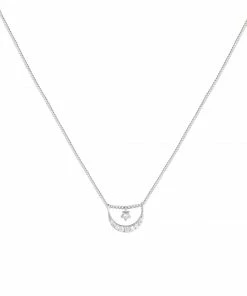 Astrid & Miyu Moon & Star Pendant Necklace In Silver Sale