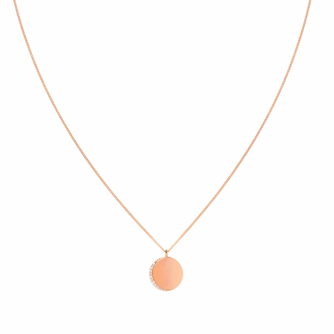 Astridandmiyu Necklaces Crystal Crescent Pendant Necklace In Rose Gold 3 Astridandmiyu Necklaces Crystal Crescent Pendant Necklace In Rose Gold