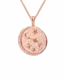 Astrid & Miyu Aries Zodiac Pendant Necklace In Rose Gold