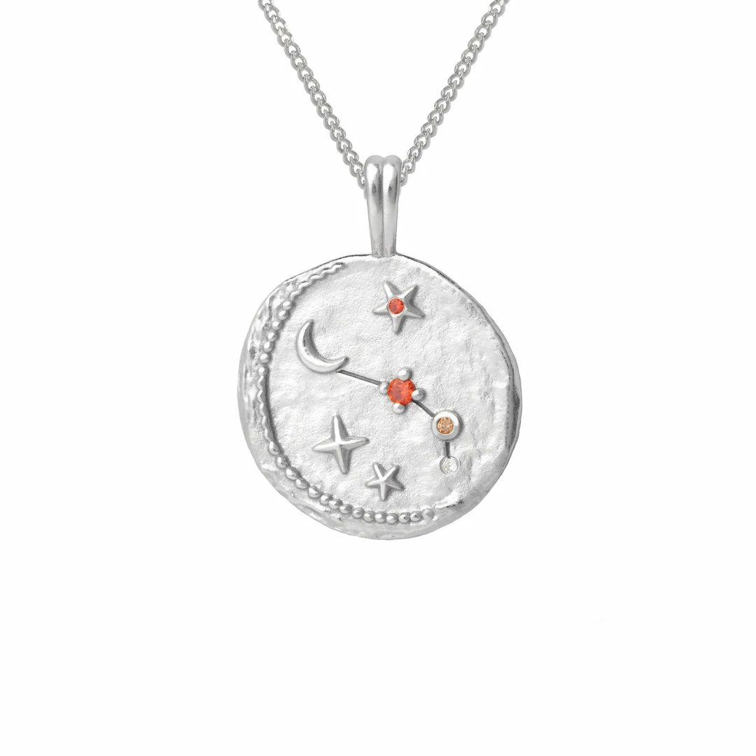 Astrid & Miyu Aries Zodiac Pendant Necklace In Silver 5 Astrid & Miyu Aries Zodiac Pendant Necklace In Silver