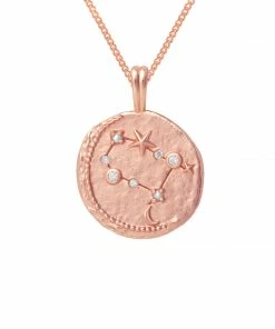 Astrid & Miyu Gemini Zodiac Pendant Necklace In Rose Gold