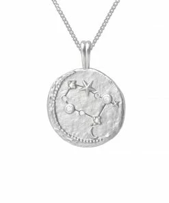 Astrid & Miyu Gemini Zodiac Pendant Necklace In Silver Zodiac Necklaces