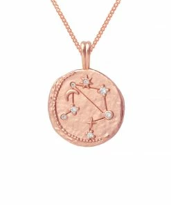 Astrid & Miyu Zodiac Necklaces Libra Zodiac Pendant Necklace In Rose Gold