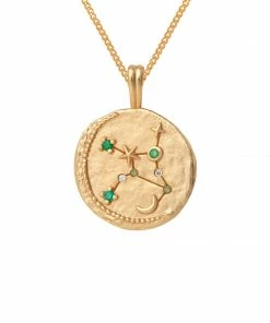 Astrid & Miyu Virgo Zodiac Pendant Necklace In Gold Zodiac Necklaces