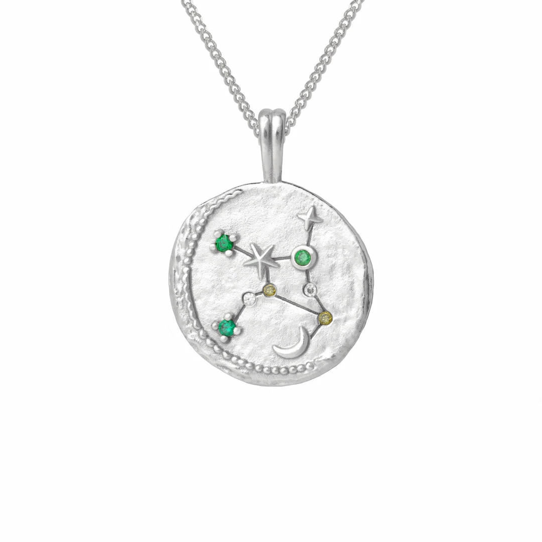 Astrid & Miyu Virgo Zodiac Pendant Necklace In Silver 5 Astrid & Miyu Virgo Zodiac Pendant Necklace In Silver