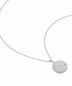 Astrid & Miyu Cancer Zodiac Pendant Necklace In Silver Zodiac Necklaces