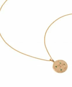 Astrid & Miyu Virgo Zodiac Pendant Necklace In Gold Zodiac Necklaces
