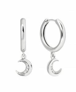 Astrid & Miyu Crescent Moon Hoops In Silver