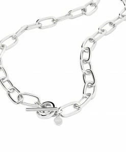 Astrid & Miyu Necklaces Ripple T-Bar Chunky Necklace In Silver