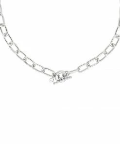 Astrid & Miyu Necklaces Ripple T-Bar Chunky Necklace In Silver