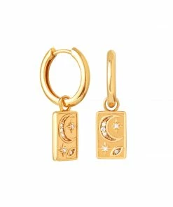 Astrid & Miyu Celestial Charm Hoops In Gold