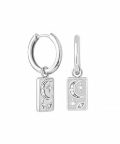 Astrid & Miyu Celestial Charm Hoops In Silver Sale