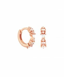 Astrid & Miyu Trilliant Crystal Huggies In Rose Gold