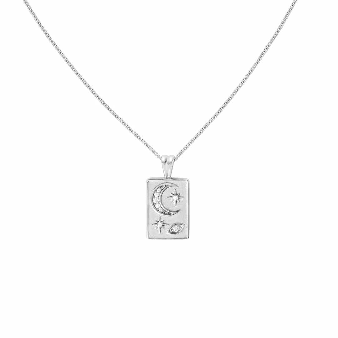 Astrid & Miyu Celestial Pendant Necklace In Silver 3 Astrid & Miyu Celestial Pendant Necklace In Silver