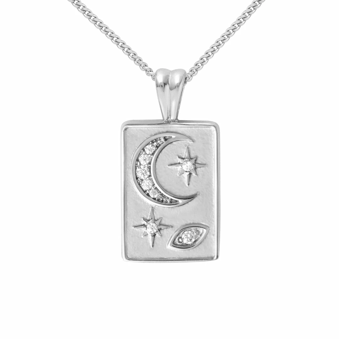Astrid & Miyu Celestial Pendant Necklace In Silver 5 Astrid & Miyu Celestial Pendant Necklace In Silver