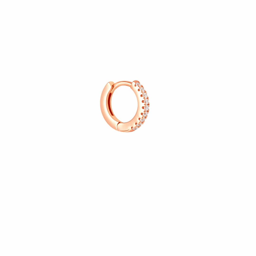 Astrid & Miyu Jewelled Crystal Hoop 6.5mm In Rose Gold 3 Astrid & Miyu Jewelled Crystal Hoop 6.5mm In Rose Gold