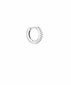 Astrid & Miyu Jewelled Crystal Hoop 6.5mm In Silver Earrings