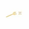 Astridandmiyu April Birthstone Stud Earrings In Gold With Clear CZ
