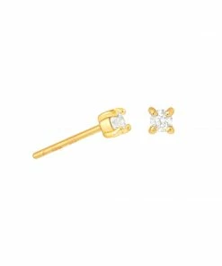 Astridandmiyu April Birthstone Stud Earrings In Gold With Clear CZ