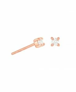 Astridandmiyu Birthstone Earrings April Birthstone Stud Earrings In Rose Gold With Clear CZ