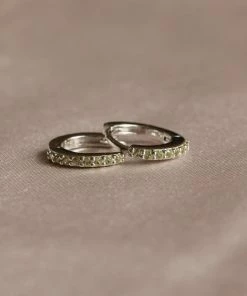 Astrid & Miyu August Birthstone Huggies In Silver With Peridot CZ