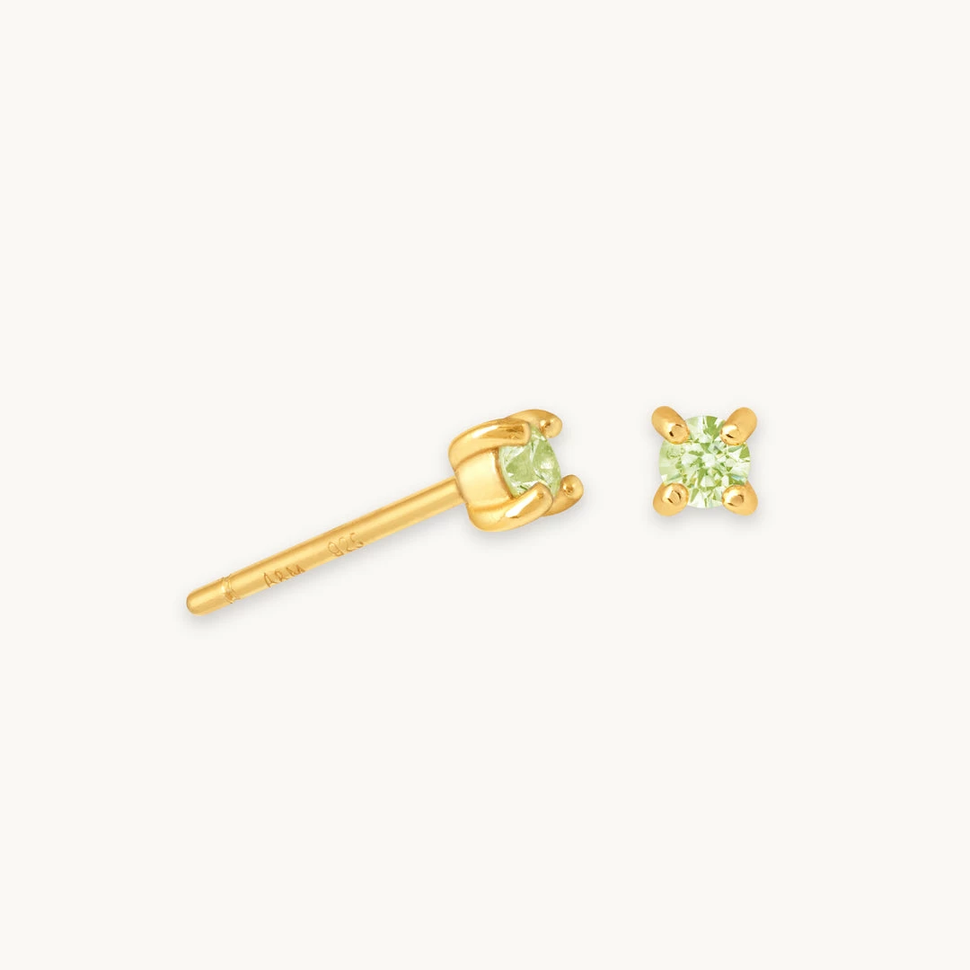 Astrid & Miyu August Birthstone Stud Earrings In Gold With Peridot CZ 3 Astrid & Miyu August Birthstone Stud Earrings In Gold With Peridot CZ