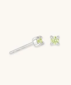 Astrid & Miyu August Birthstone Stud Earrings In Silver With Peridot CZ Birthstone Earrings