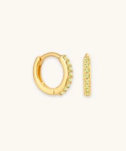 Astrid & Miyu August Birthstone Huggies In Gold With Peridot CZ